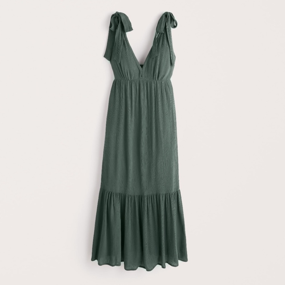 Abercrombie Emerald Tie Strap Maxi Dress